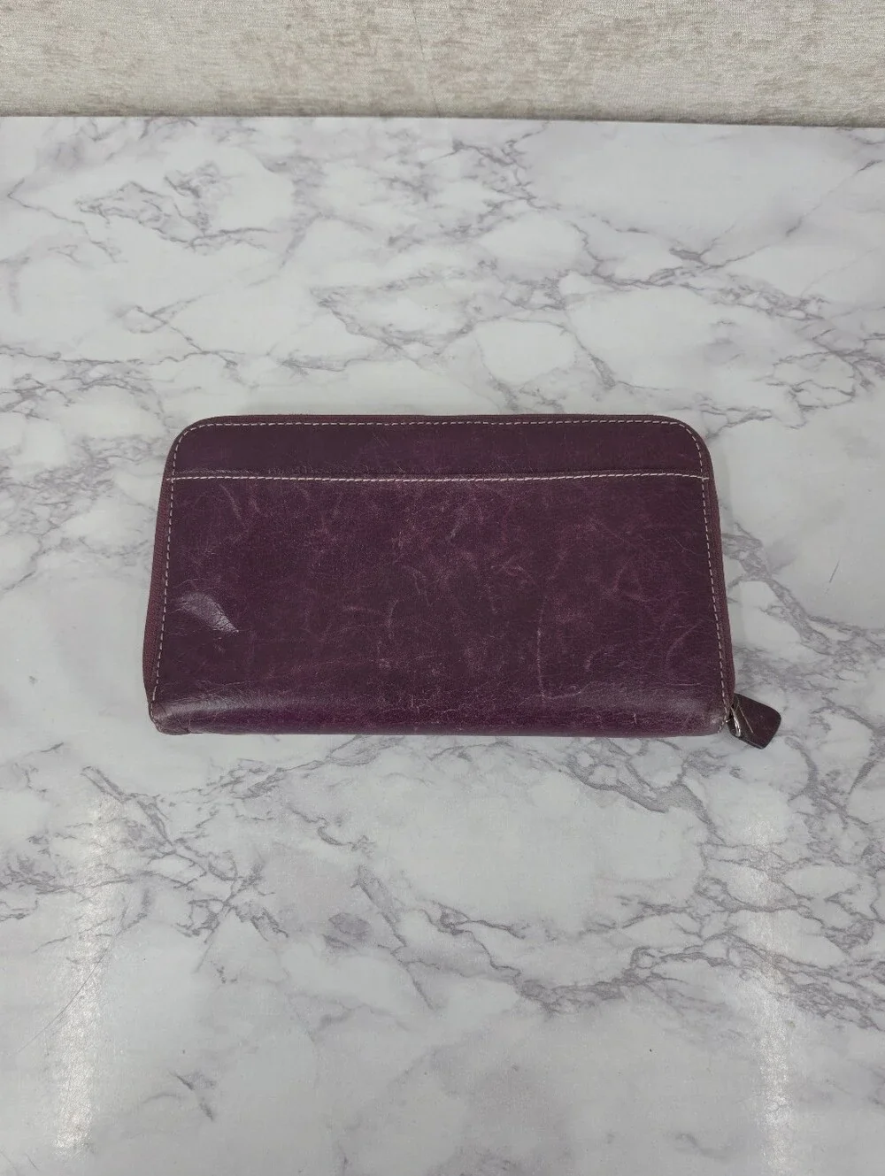 Filofax Leather Organizer Binder Zip Wallet in Deep Plum Purple Agenda - Picture 4 of 13